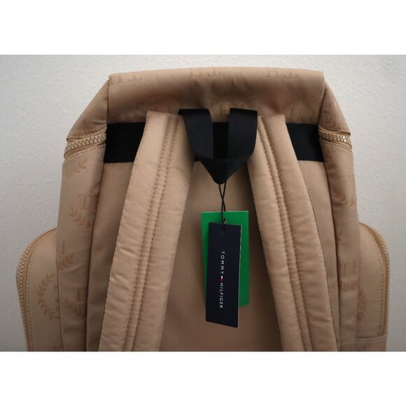 Tommy Hilfiger 69J6936-200 Beige Chasen Logo Print Side Pocket Backpack - Picture 3 of 15